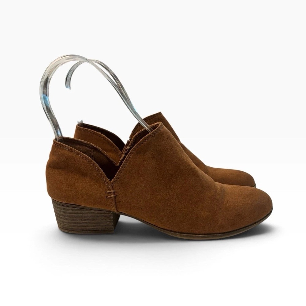 American Eagle Women's 8.5 Brown Suede Ankle Booties Western Cutout Low Heel